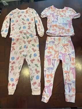 Bamboo Kids Pink Bow & Western Print Pajama Set - 2-Pack